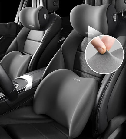 Car Lumbar Support Pillow and Car Neck Pillow Kit, Ergonomic Car Seat Headrest & Lumbar Cushion with Adjustable Strap for Neck Back Pain Relief, for Office Chair/Truck/Wheelchair