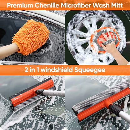 62" Car Wash Mop & Brush Kit – Full Vehicle Cleaning Set with Squeegee, Towels & Tire Brush