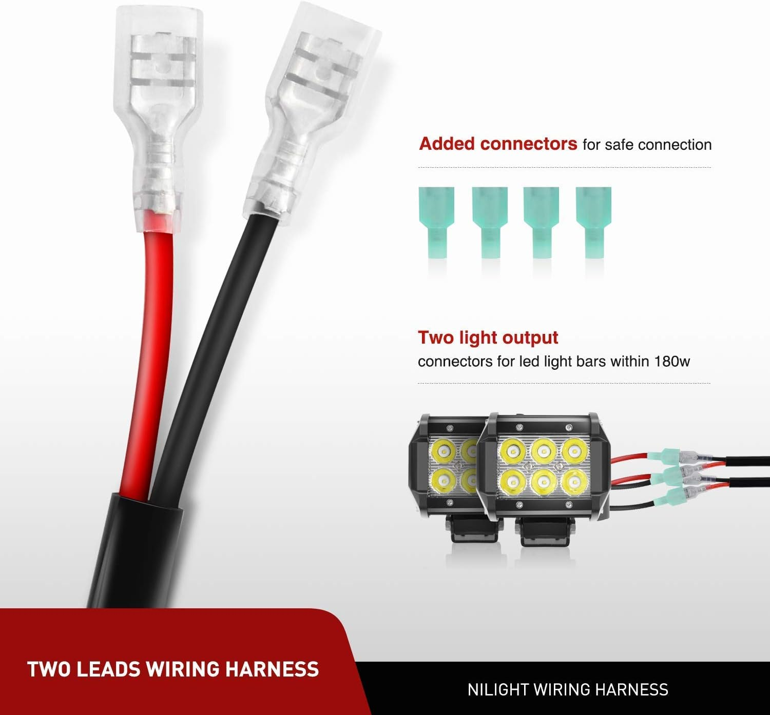 ZH303 6.5 Inch Led Work Light Bars 2-Pack, 120W Triple Rows Spot Flood Combo Driving Lamp with 16AWG Wiring Harness Kit for Offroad Truck SUV fyrasol