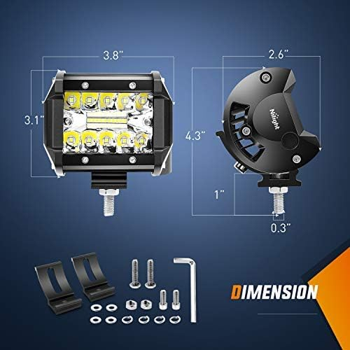 2 Pcs 4 Inch 60W Led Pods with 2 Inch Tow Hitch Mounting Brackets Backup Reverse Lights Rear Light Bar for Pickup ATV SUV Truck Trailer Boat fyrasol