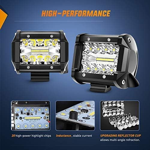 2 Pcs 4 Inch 60W Led Pods with 2 Inch Tow Hitch Mounting Brackets Backup Reverse Lights Rear Light Bar for Pickup ATV SUV Truck Trailer Boat fyrasol