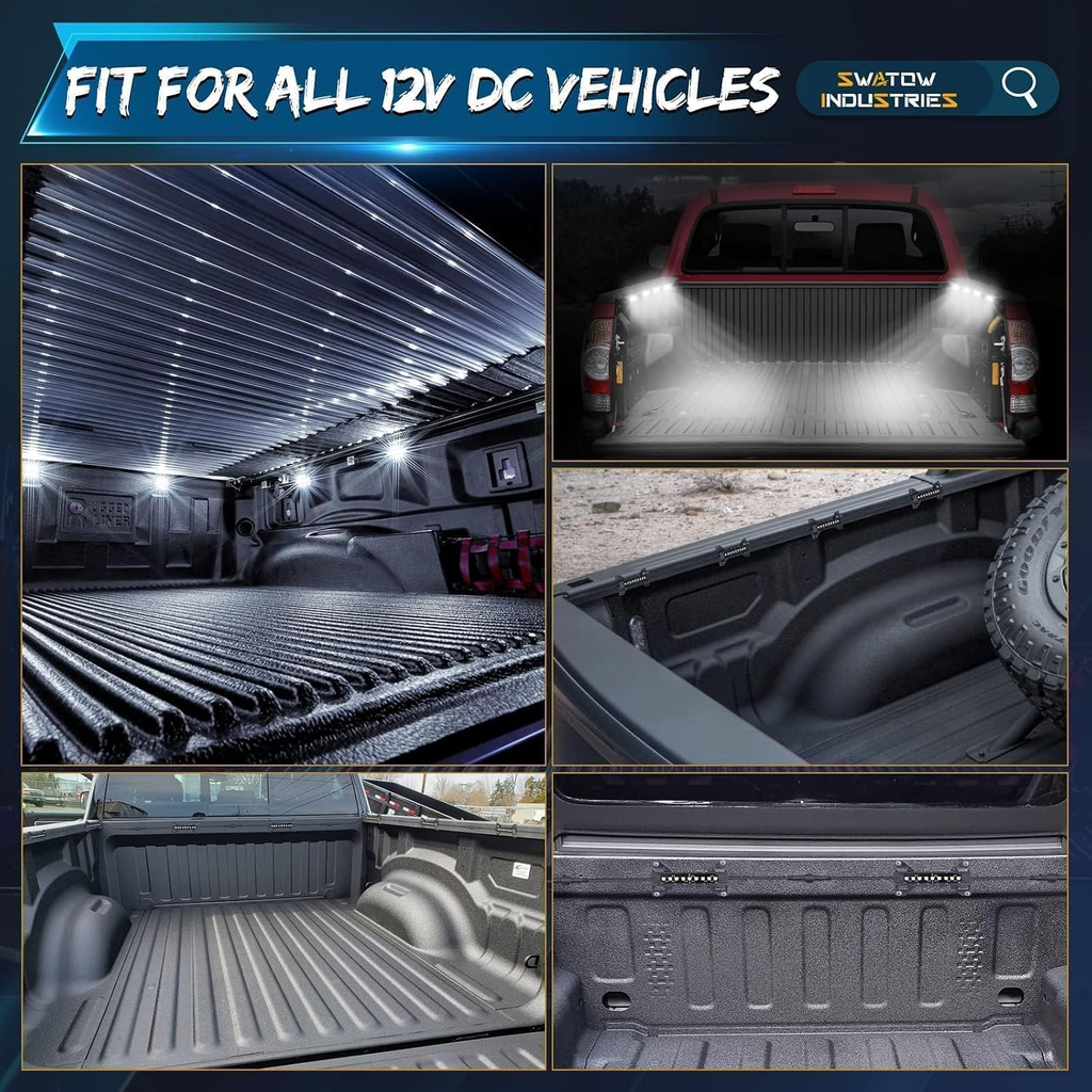 Truck Bed Lights 8 Pods Truck Bed LED Light Bar Kits w/Switch Rear Cargo Lights Truck Lighting Kits fyrasol
