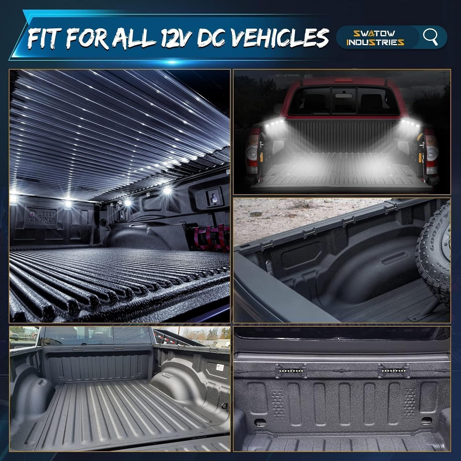 Truck Bed Lights 8 Pods Truck Bed LED Light Bar Kits w/Switch Rear Cargo Lights Truck Lighting Kits fyrasol