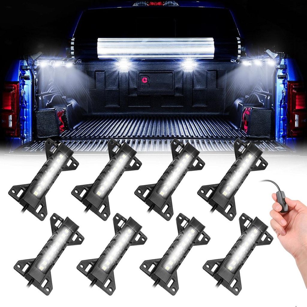 Truck Bed Lights 8 Pods Truck Bed LED Light Bar Kits w/Switch Rear Cargo Lights Truck Lighting Kits fyrasol
