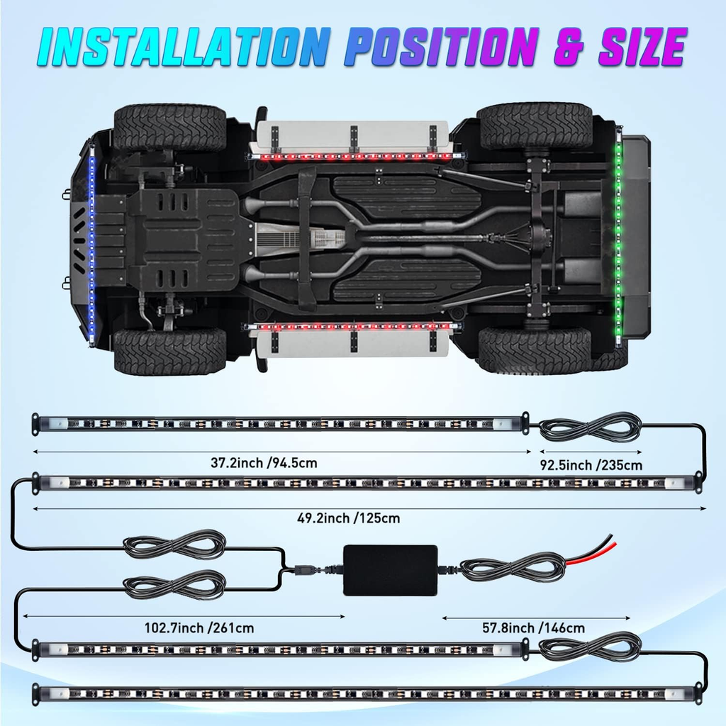 TL-31 2-piece 60-inch RGB Truck Bed Light Strip Kit 180 LED RF Remote Control fyrasol