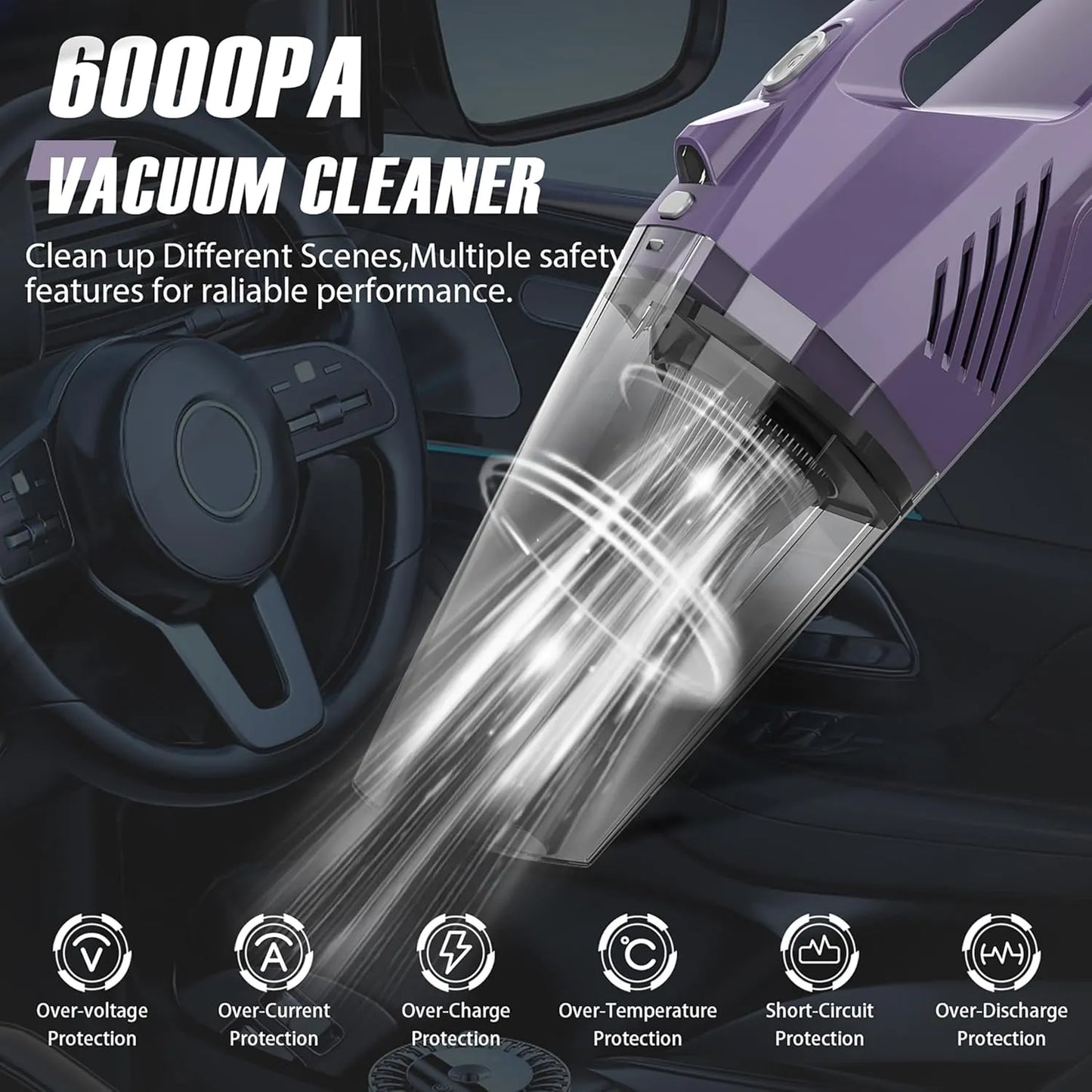 Cordless Handheld Car Vacuum – Powerful Suction, Lightweight & Rechargeable