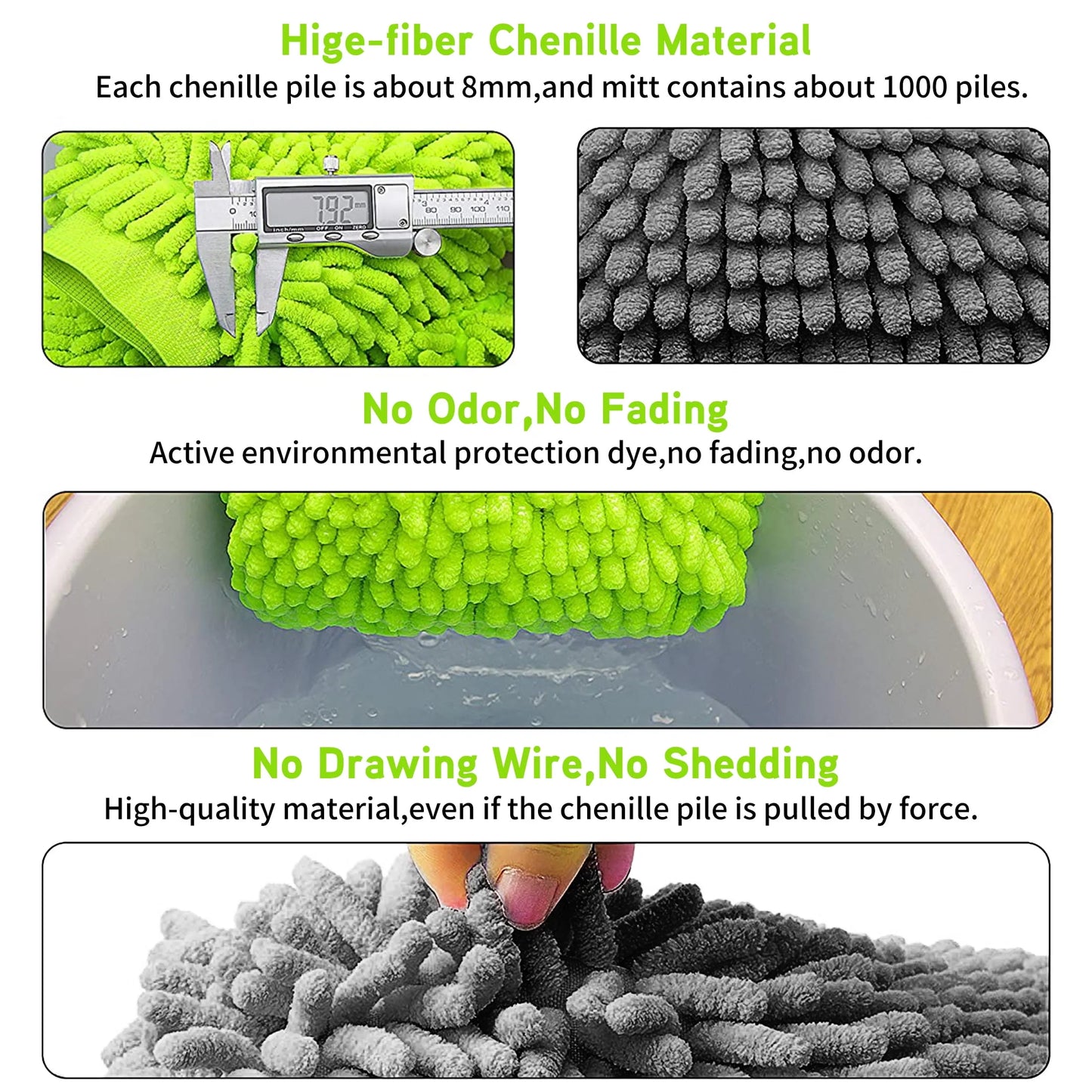 Premium Chenille Wash Mitts for Cars – Lint-Free, Reusable Microfiber Cleaning Gloves (2PCS)