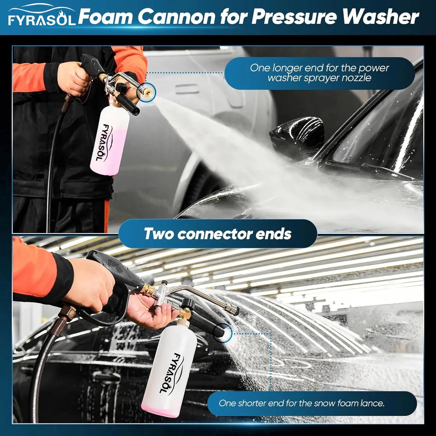 Powerful Foam Cannon Kit for Car Detailing – Dual Connector & Multi-Angle Spray Tips