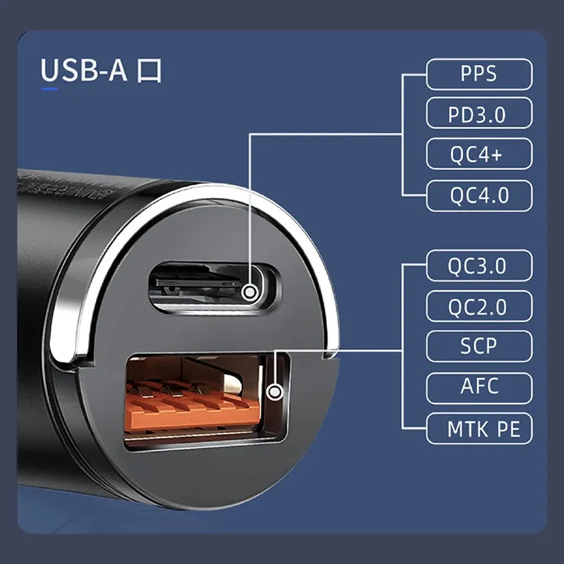 Fast Charging Car Charger Lighter - 30/100W - Mini PD USB Type C - AutoPower