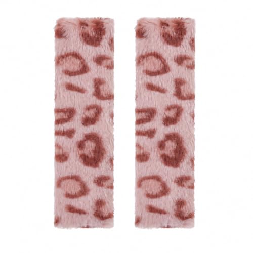 Fyrasol Faux Fur Leopard Print Car Seat Belt Cover Pads, Soft Shoulder Comfort Cushion, Universal Fit for Adults and Kids, 2 Pack