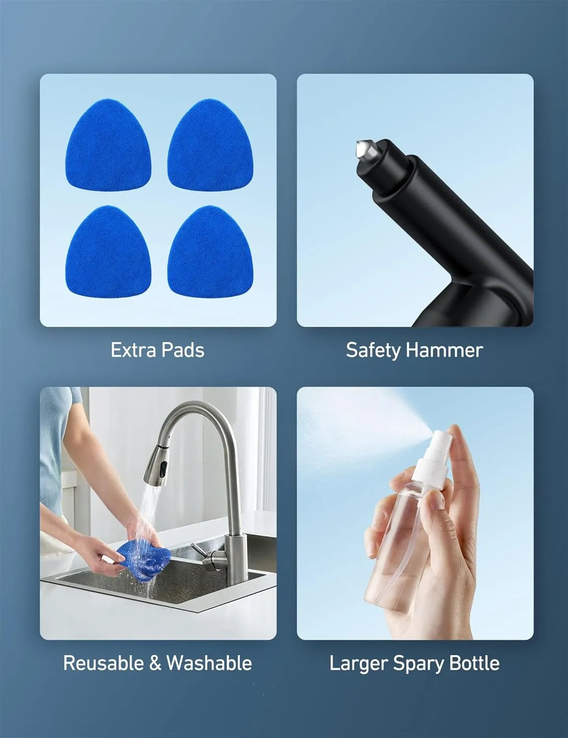 Extendable Windshield Cleaning Tool – Interior Glass Wiper Kit with 4 Microfiber Pads