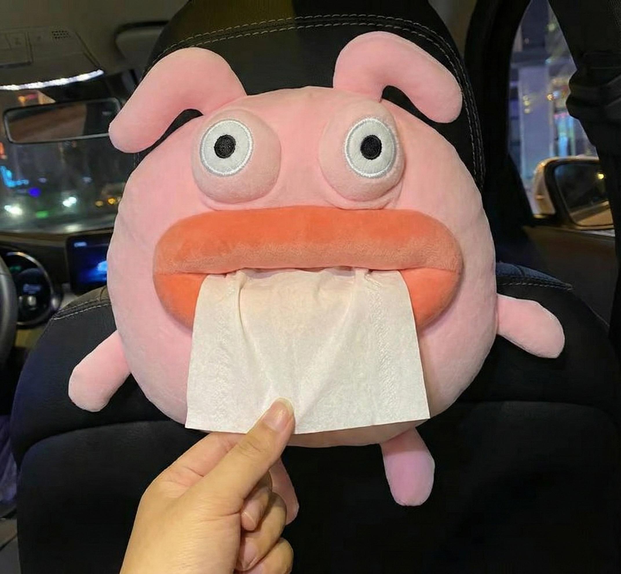 Car Tissue Box Holder, Cute Abstract Funny Cartoon Doll Tissue Dispenser, Decorative Car Accessory for Vehicle and Home Facial Tissues Magnetic Document Holder brand new bag pearl car speaker fyrasol