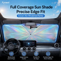 Car windshield sun shade umbrella, laser reflective foldable front window sunshade with curved rotating handle, UV heat insulation cover for cars, SUVs, and trucks