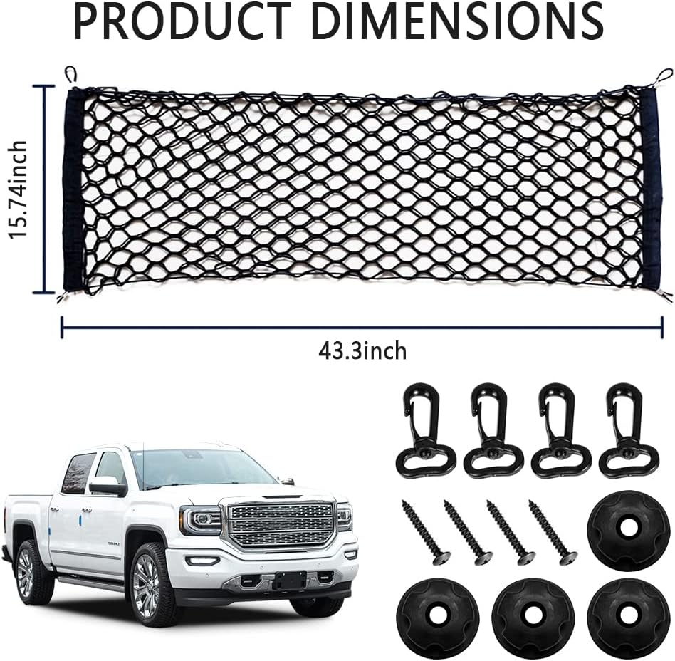 49"X16" truck bed storage box, elastic shrink cargo net suitable for Ford, Chevrolet, GMC, Tantu fyrasol