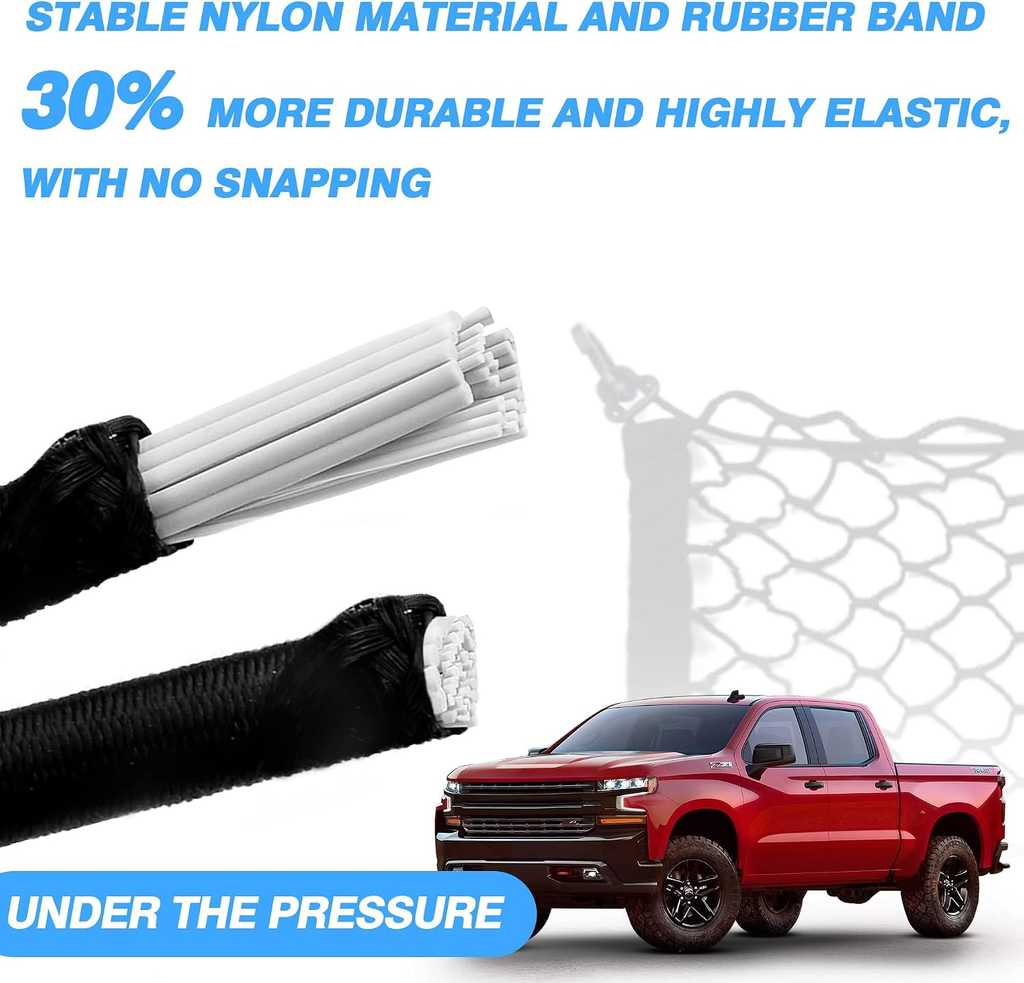 Truck bed net Flexible pickup bed net with 4 metal carabiners Chevrolet Silverado Ford truck fyrasol