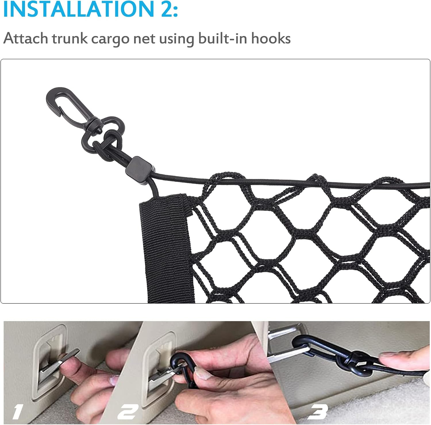 Truck bed net Flexible pickup bed net with 4 metal carabiners Chevrolet Silverado Ford truck fyrasol