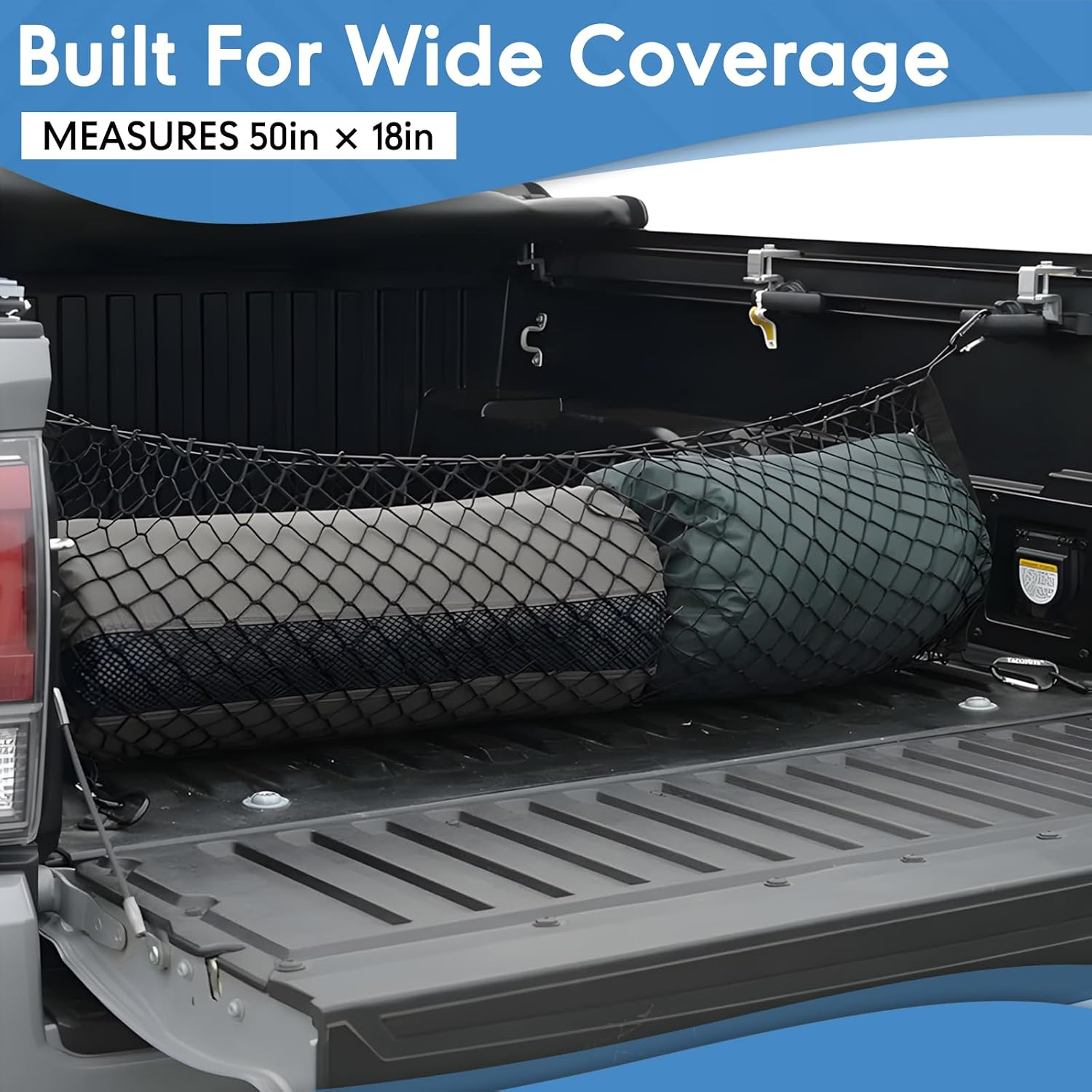 Truck Bed Cargo Net High Elastic Cargo Net with Storage Bag and 8 rustproof Buckles, Ideal for ATV, SUV, UTV, Truck and Boat Use fyrasol
