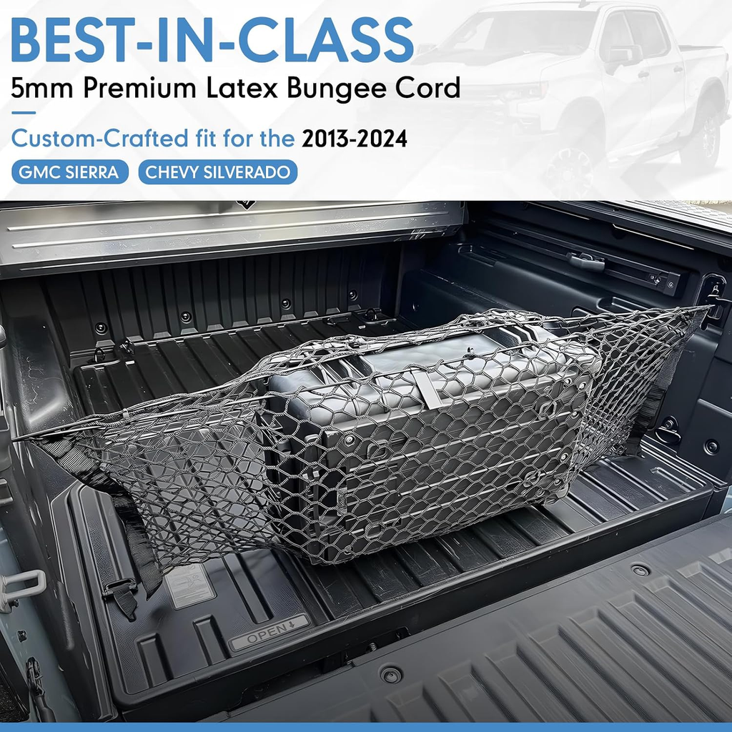 Truck Bed Cargo Net High Elastic Cargo Net with Storage Bag and 8 rustproof Buckles, Ideal for ATV, SUV, UTV, Truck and Boat Use fyrasol