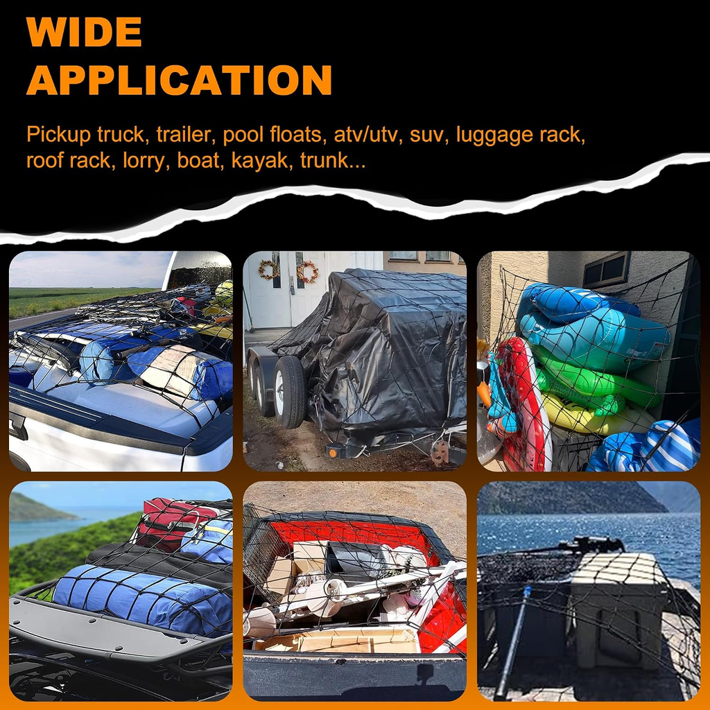 Large Cargo Net for Truck Bed Latex For Truck Bed/Pickup Bed/Trailer/Trunk/SUV/Roof Racks/Pool Floats/Lorry/Storage fyrasol