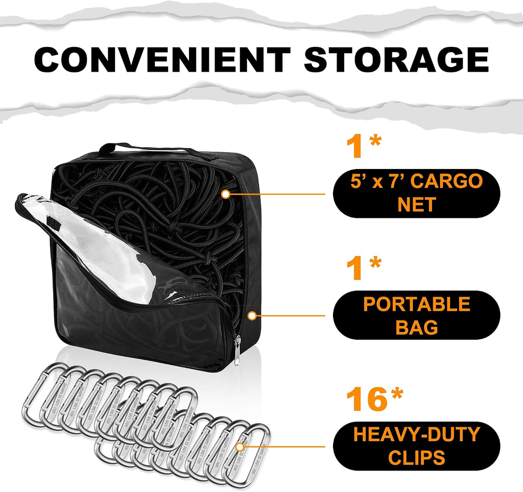 Large Cargo Net for Truck Bed Latex For Truck Bed/Pickup Bed/Trailer/Trunk/SUV/Roof Racks/Pool Floats/Lorry/Storage fyrasol