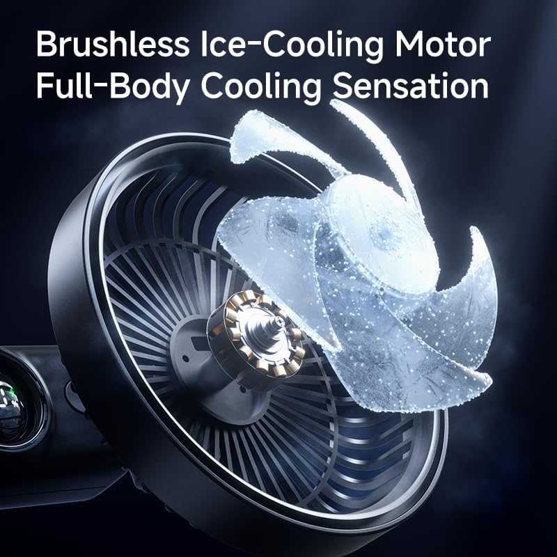 Car Fan for Backseat - 3 Speeds 360° Rotation Dual Head USB Back Seat Cooling Fan Kids Baby Quiet Fan with LED Display for Almost Vehicle Jeep Van RV Truck fyrasol