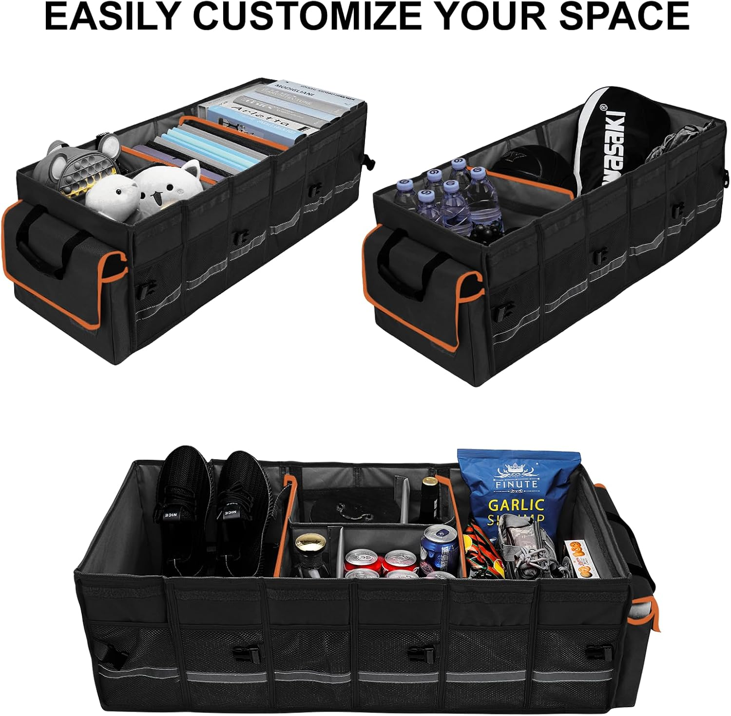 Car trunk organizer and storage Foldable suitcase with lid and removable shell fyrasol