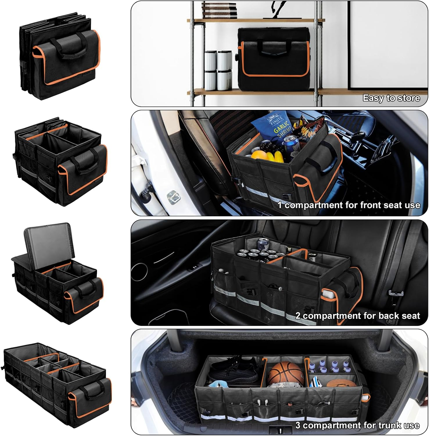 Car trunk organizer and storage Foldable suitcase with lid and removable shell fyrasol
