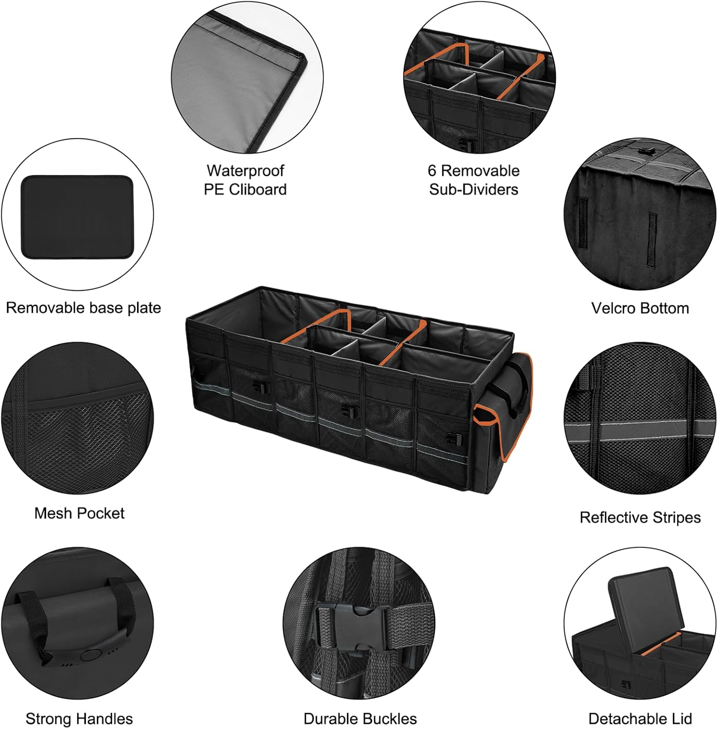 Car trunk organizer and storage Foldable suitcase with lid and removable shell fyrasol
