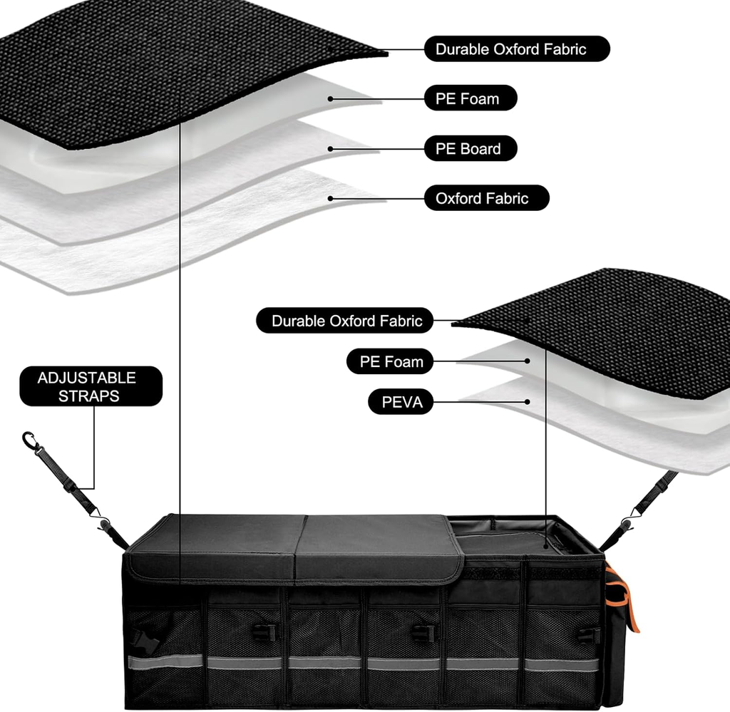 Car trunk organizer and storage Foldable suitcase with lid and removable shell fyrasol