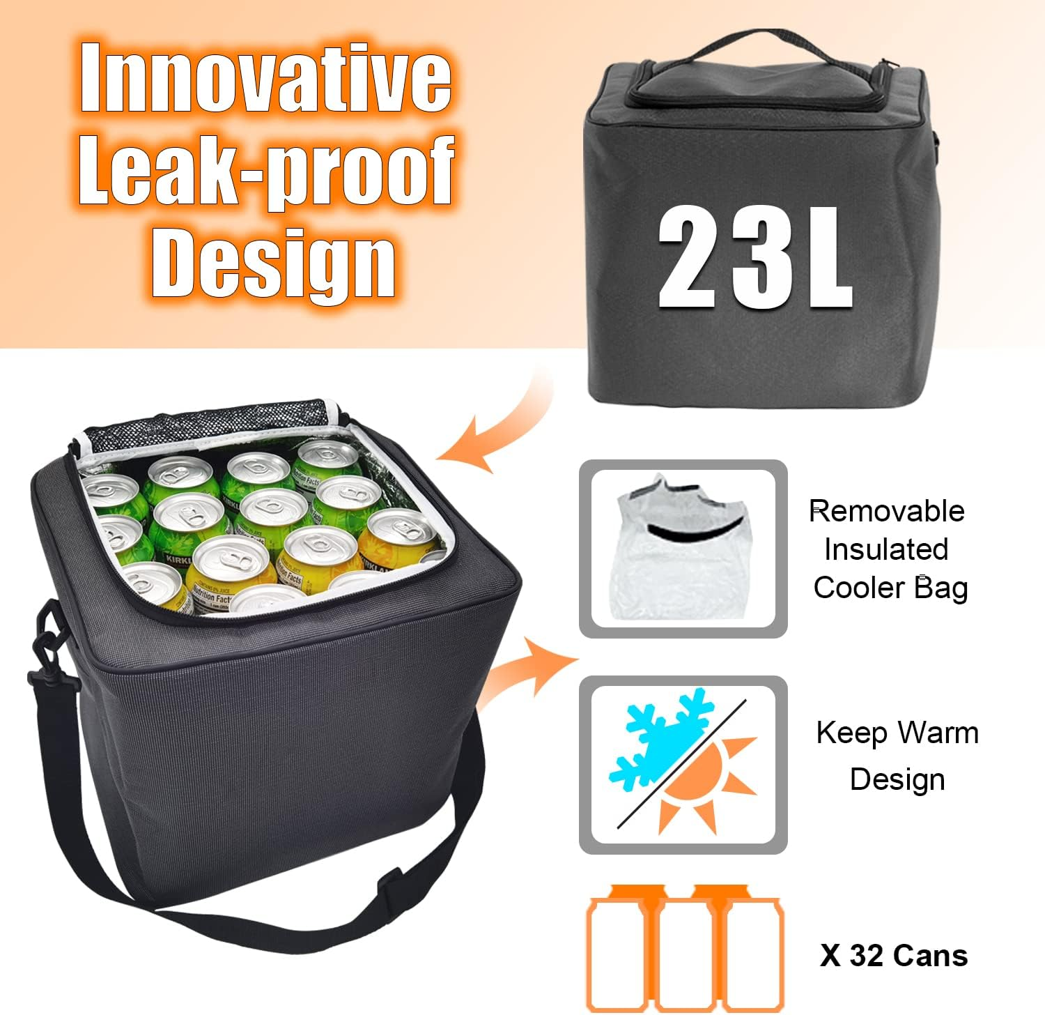 Large Trunk Organizer with Portable Leakproof Cooler Bag,Foldable Cover,Adjustable Securing Straps,Collapsible Trunk Organizer for Suv Car Truck Sedan fyrasol