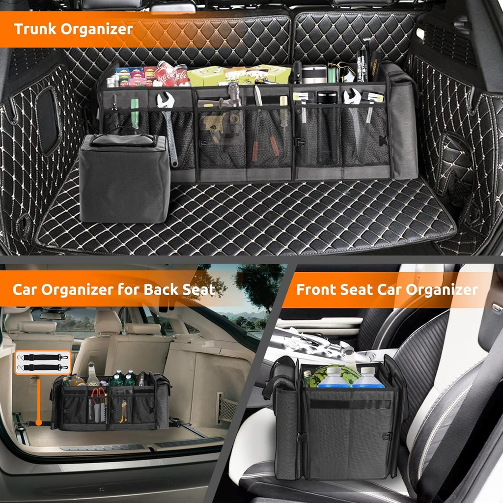 Large Trunk Organizer with Portable Leakproof Cooler Bag,Foldable Cover,Adjustable Securing Straps,Collapsible Trunk Organizer for Suv Car Truck Sedan fyrasol