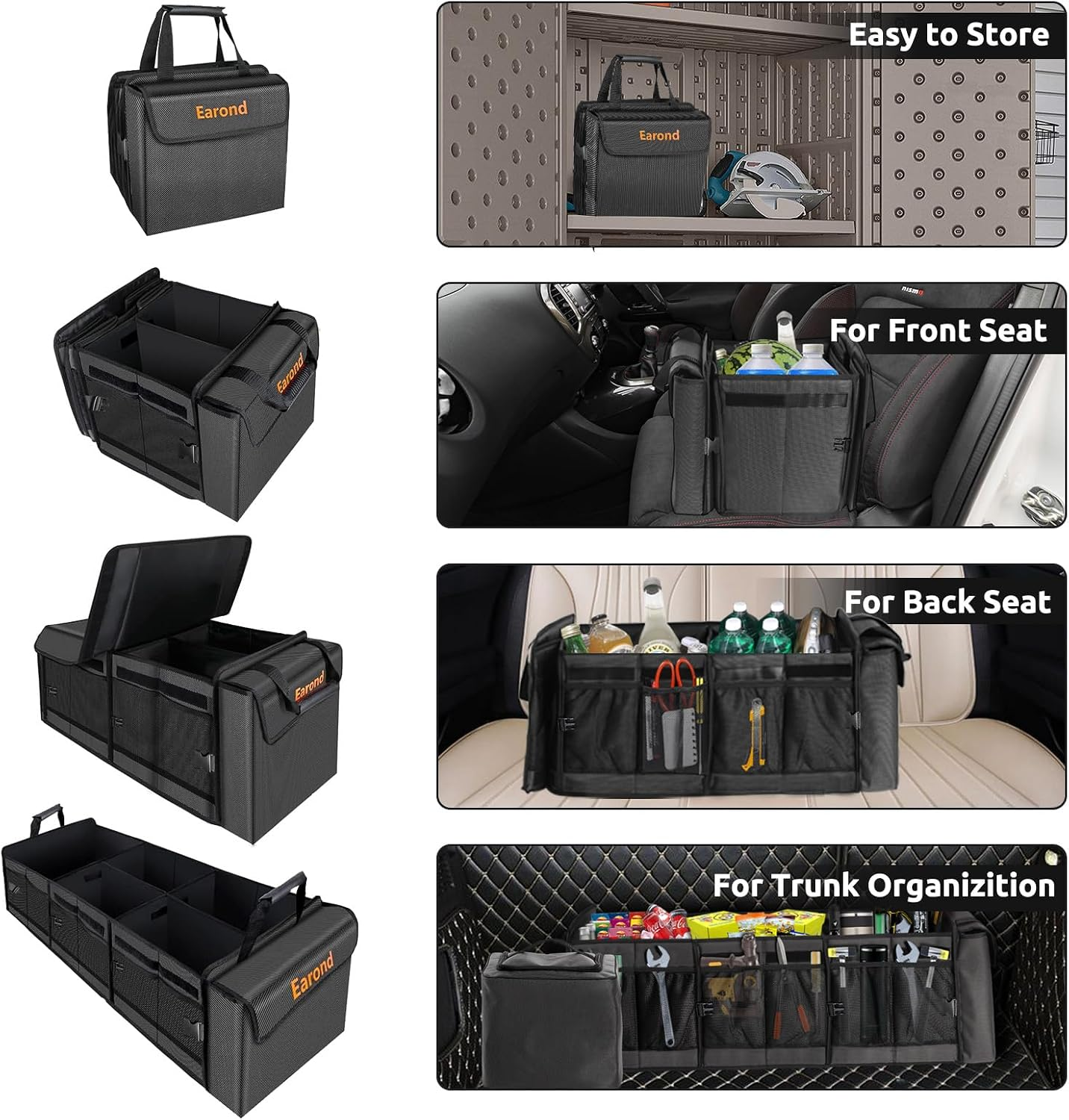 Large Trunk Organizer with Portable Leakproof Cooler Bag,Foldable Cover,Adjustable Securing Straps,Collapsible Trunk Organizer for Suv Car Truck Sedan fyrasol