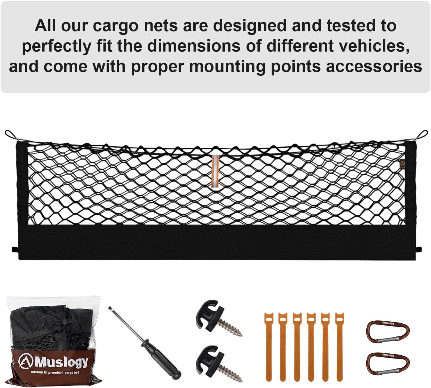 Truck Bed Cargo Net Trunk Netting Compatible with 2013-2026 Chevy Silverado & GMC Sierra 1500/2500HD/3500HD Accessories, Pickup Cargo Organizer SUV Sedan Storage Net w/Heavy Duty Carabiners fyrasol