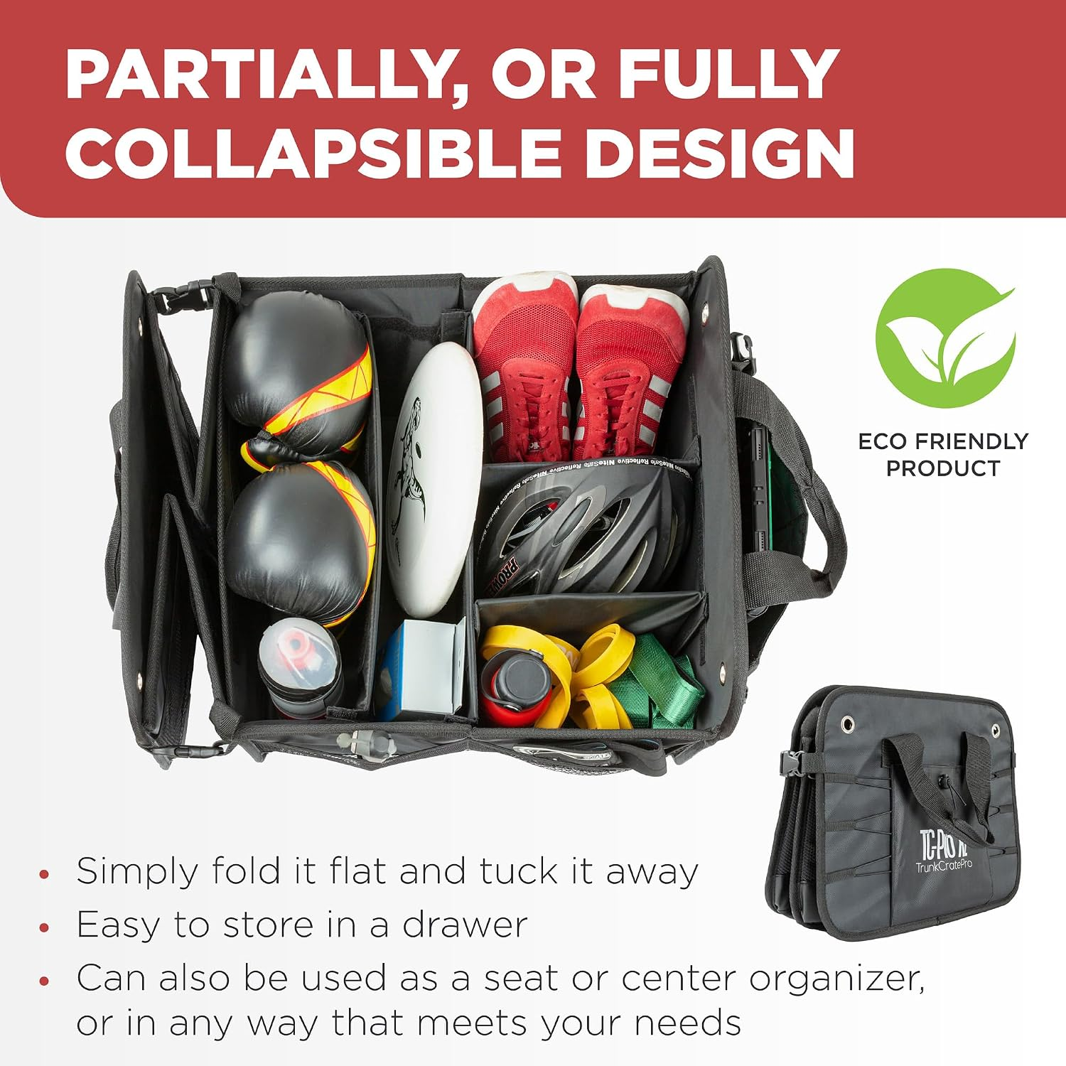 Car Trunk Organizer for SUV, Truck and Car Cargo Storage 6 Adjustable Compartments fyrasol