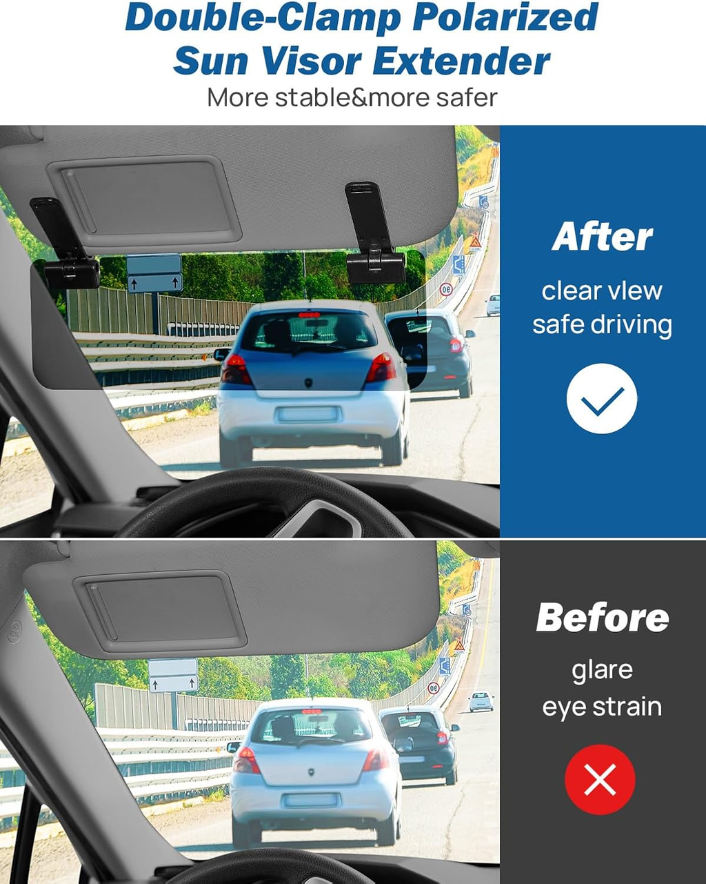 Fyrasol 2-Pack Car Sun Visor Extenders with PC Lens and Side Visors, Anti-Glare Car Sun Visor Extenders mysite